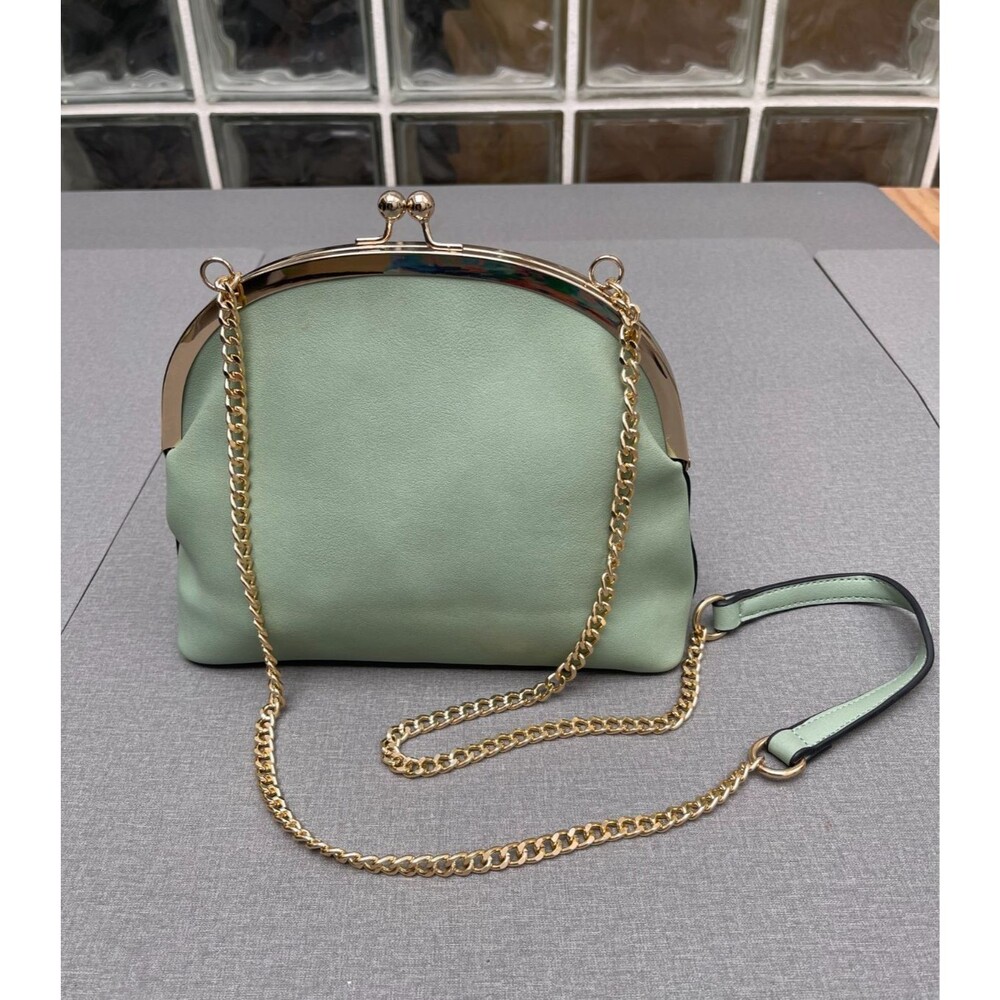 Woman’s Light Green Clutch bag with Metal Chain Strap 10"L x 8"Hx 3.3"W